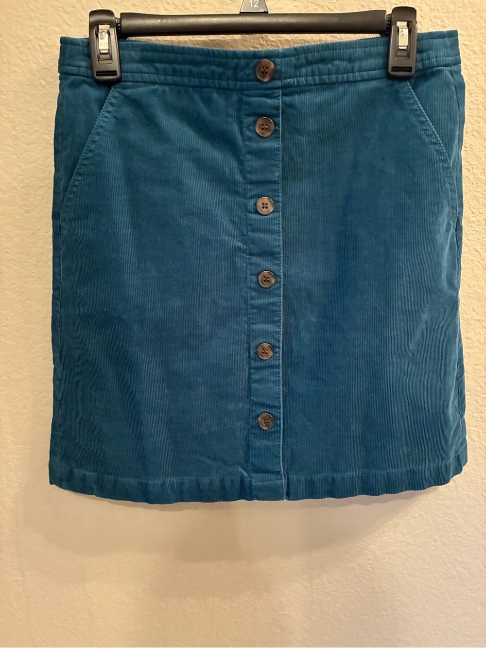 J. Crew Teal Button-Front Corduroy Skirt - fully lined, size 4